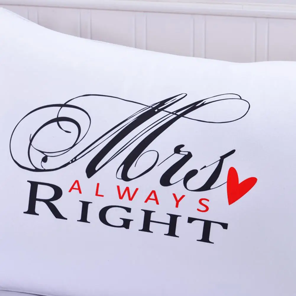 IdealHouse/1 пара наволочек с принтом Mr Mrs Right Patern для влюбленных