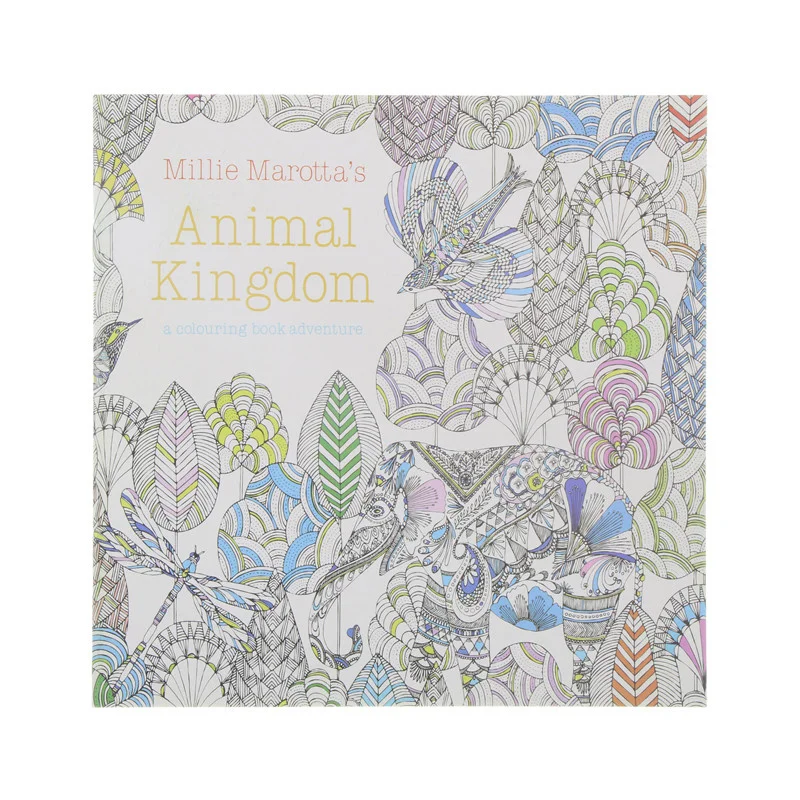 

24 Pages Animal Kingdom English Edition Coloring Book For Children Adult Relieve Stress Kill Time Painting Drawing Book