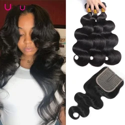Body Wave Bundles With Closure Brazilian Human Hair 3 Bundles Natural Wave Weavon Weave Bundles Hair With Closure