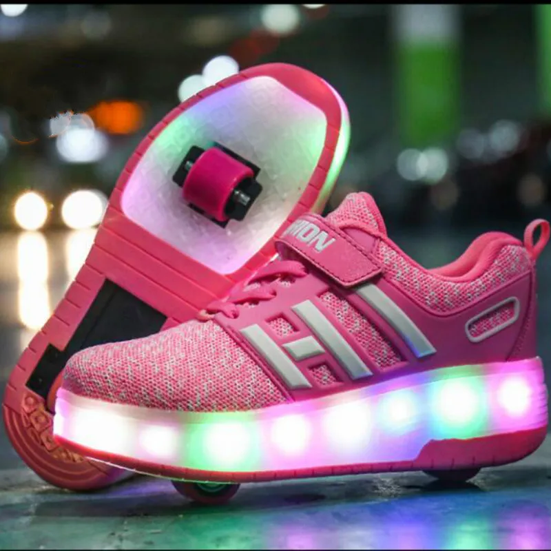 

RISRICH Kids LED roller shoes wheelie glowing luminous light up sneakers with on wheels kids rollers skate shoes for boy girls