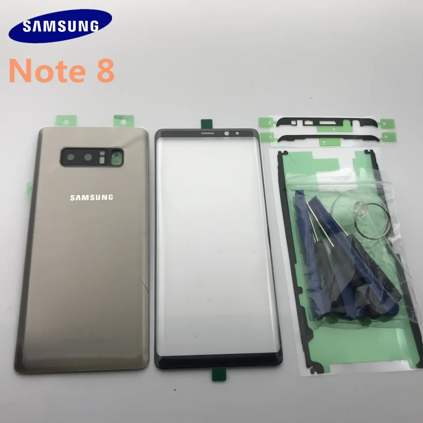 samsung Galaxy NOTE 8, N950, N950F, Задняя стеклянная крышка, задняя крышка, крышка для батареи, дверь с объективом камеры+ Переднее стекло с сенсорным экраном
