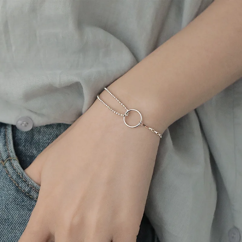 

Geometry Bracelets Women's Simple Cool Sense of Design Trend Normcore Style Retro Circle Buckle Women's Bracelet Hand Jewelry