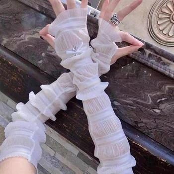 

Woman Ice Sleeves Gloves Rhinestone Bow Sunscreen Gloves Summer Thin Section Long Ice Silk Cycling Glove Comfortable Glove