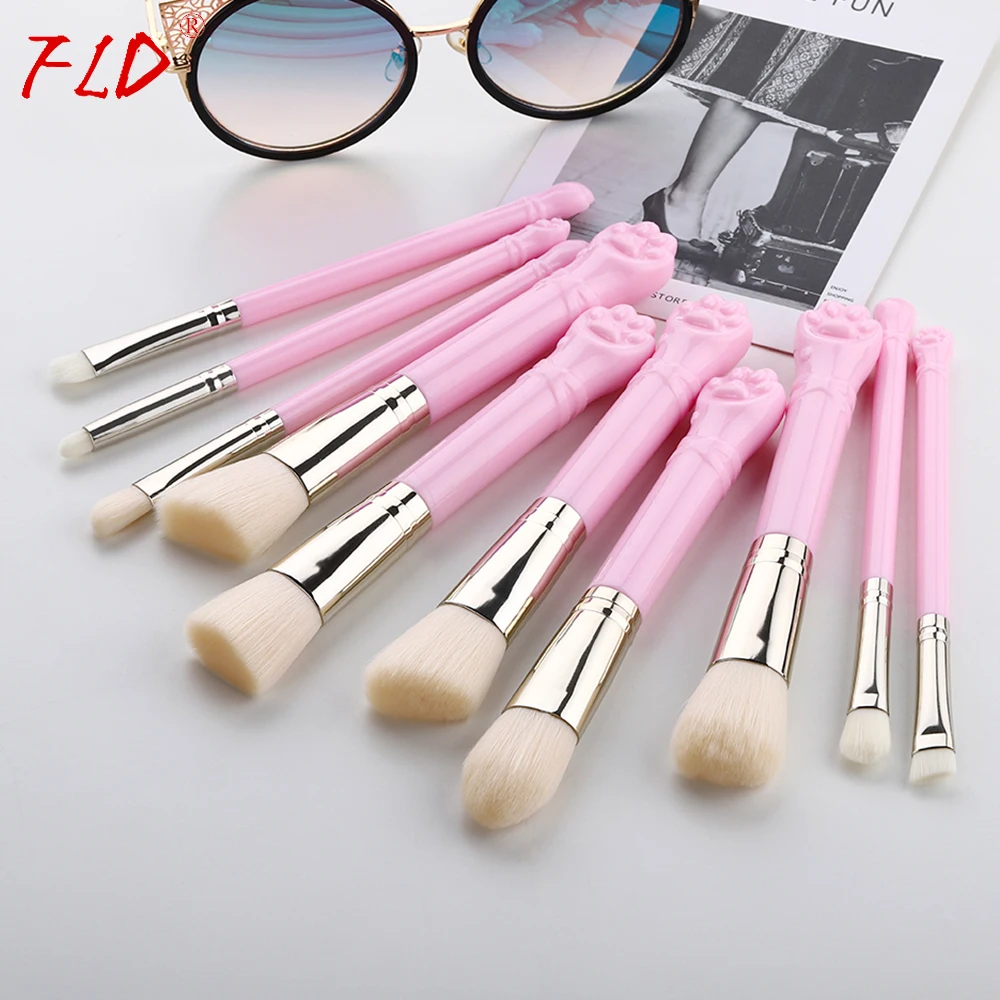 

FLD 10Pcs/set Cute Cat Claw Makeup Brush Set Blush Brush Foundation Brush Eye Shadow Brush Set New Makeup Tools