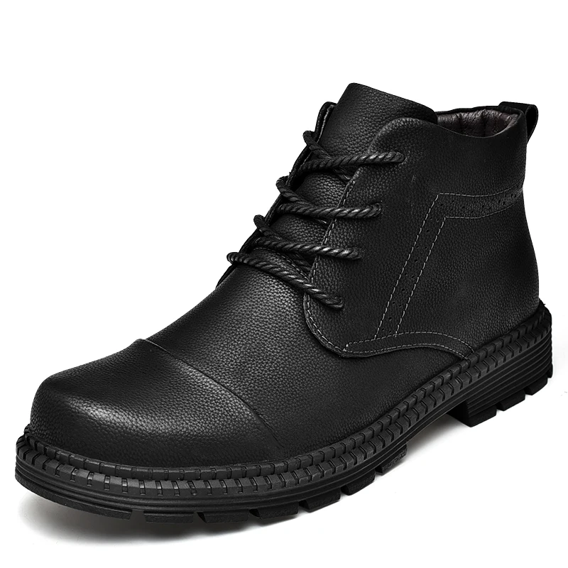 

2019 Men Outdoor Boots Autumn Winter Warm Comfortable High help Ankle Boots Genuine Leather Casual Men Boots