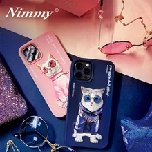 Original Phone Case Fashion Cat for Apple IPhone 12 Pro Case Imitation Hand Embroidery Shockproof Case Camera Protection Glass