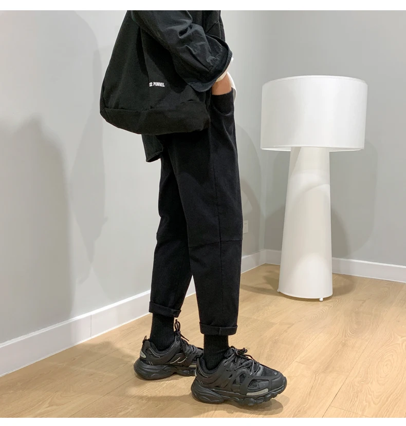 Nueva moda marca tide herramientas мульти-bolsa versión coreana de pantalones casuales japonesesFashion черный
