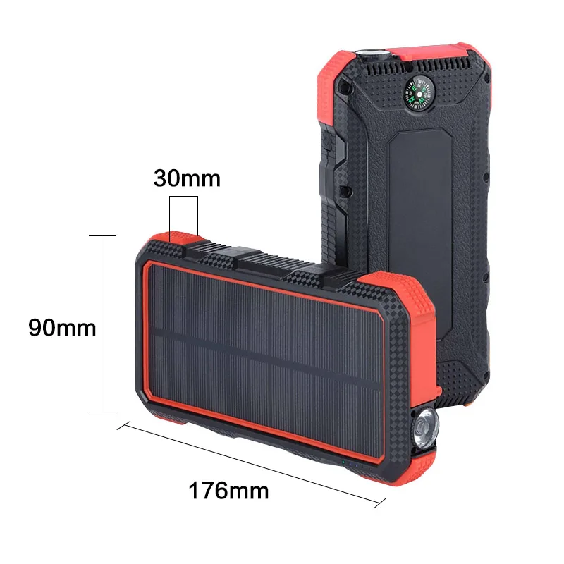  24000mAh Solar Power Bank Type C PD 18W QC3.0 Fast Charging USB Solar Charger Powerbank External Ba