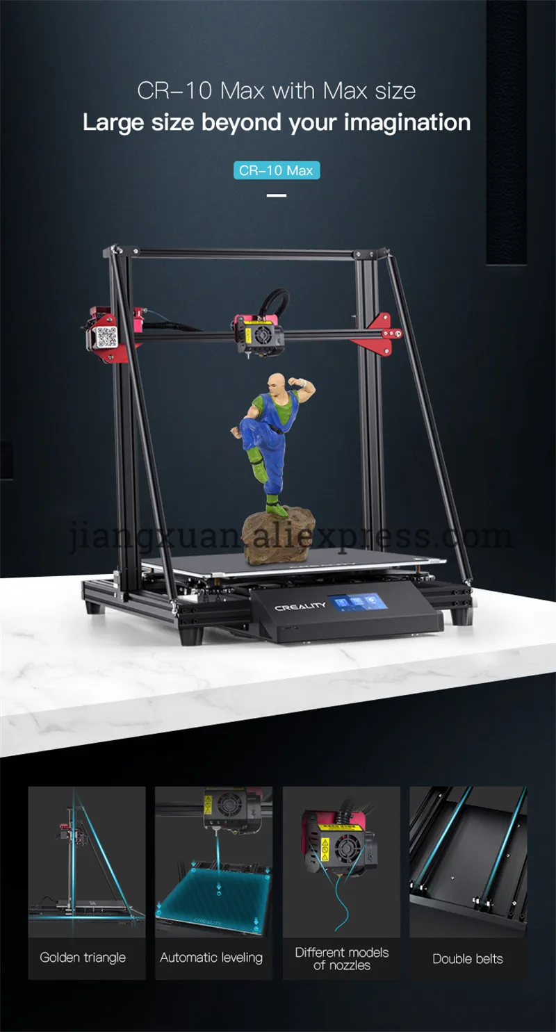 CR-10 Max 3D принтер 4,3 дюймов сенсорный ЖК-дисплей датчик автоматической коррекции принтер печать нити обнаружения Средняя мощность