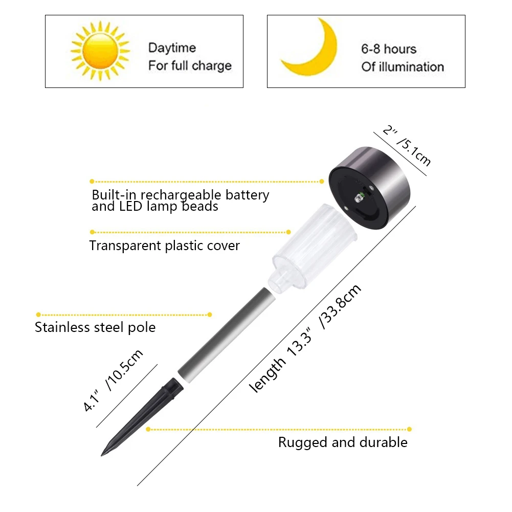 10 шт./партия из нержавеющей стали для подсветки газона с питанием от солнечной панели света для садового декора солнечной энергии Открытый