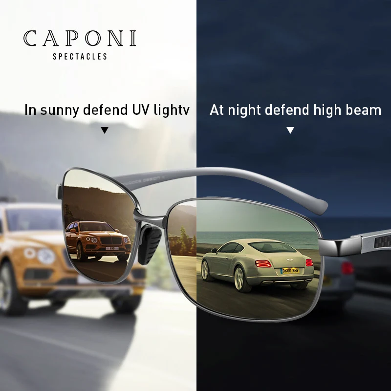 Солнцезащитные очки CAPONI BSYS7755 Мужские квадратные поляризационные фотохромные