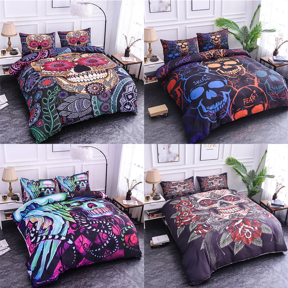

Homesky Skull Bedding Set Bohemia Duvet Cover King Queen Size bedding set Bedclothes Comforter Cover Twin Full Size