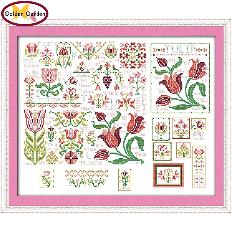 Набор для вышивки крестиком GG Dream of Tulips 11ct 14ct из Китая Joy Sunday домашнего декора | Дом