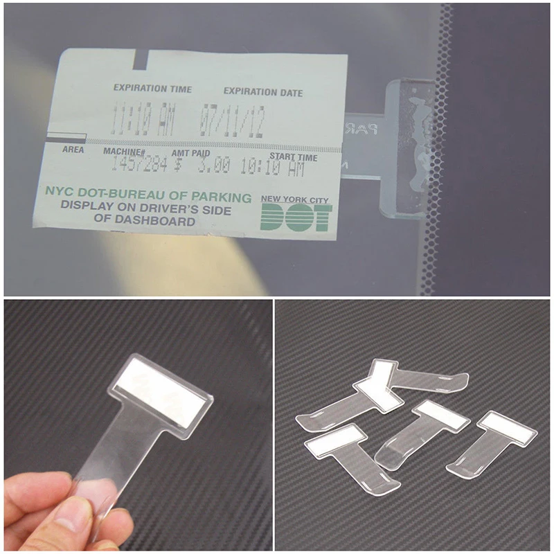 

5pcs Auto Ticket Folder Mini T-shape Transparent Ticket Folder Holder Mount Style Car Interior Fastener Clip Accessories