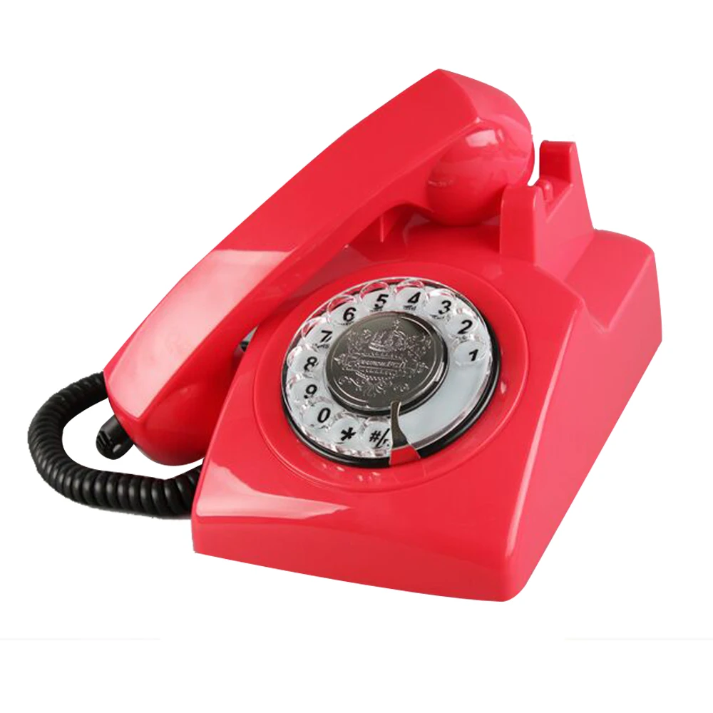 Red Retro Telephones Corded Antique Rotary Dial Telephone Vintage Classic Phone for Home  Office Decor Novelty Gift for Antique