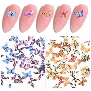 

50Pcs Nail Sequins 3D Butterfly Nail Flakies Sequins Holographics Sparkle Paillette Nail Art Decoration Sticker DIY Accessories