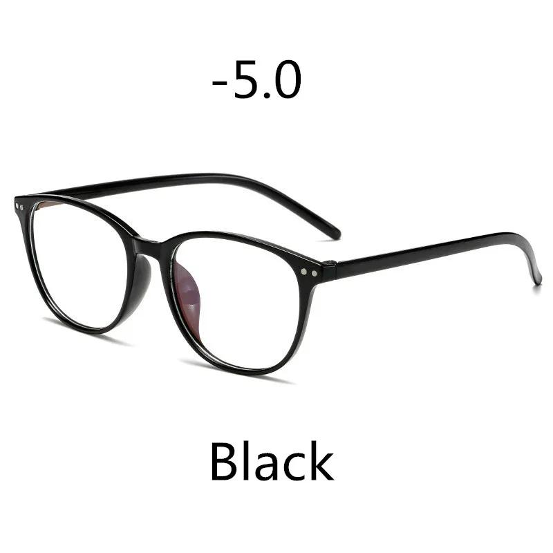 Elbru-1-1,5-2-2,5-3-3,5-4-4,5-5,0-5,5-6,0 классические очки с заклепками для близорукости с градусом для женщин и мужчин черная оправа для очков - Цвет оправы: Black -500