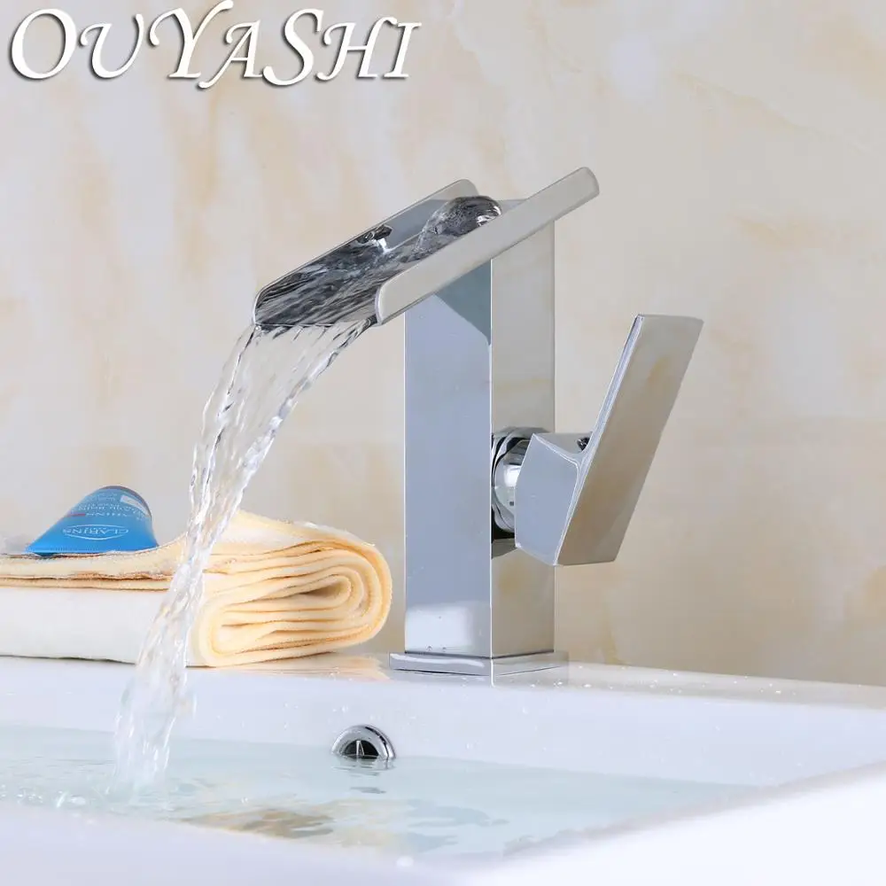 

OUYASHI bathroom basin faucet deck mounted cold and hot undercounter single handle single hole waterfall water tap