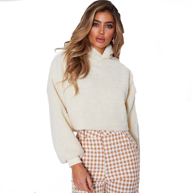 Women Streetwear 2019 New Women Hoodies Autumn and Winter Sexy Lambskin Long-sleeved Clothes Hoodies Long Sleeve Women Clothing