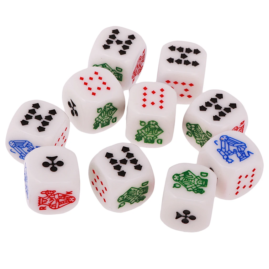 10pcs 12mm Six Sided D6 Poker Dice For Poker Card Casino Liar's Dice Games 10pcs 12mm Six Sided D6 Poker Dice For Poker Card Casino Liar's Dice Games