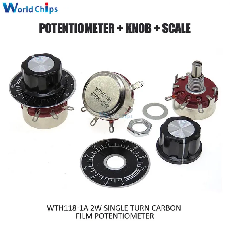 1 комплект WTH118 детали набора DIY 2W 1A 1K 2,2 K 4,7 K 10K 22K 47K 100K 220K 470K Ohm 3Pin линейный переход поворотный потенциометр с крышкой набора