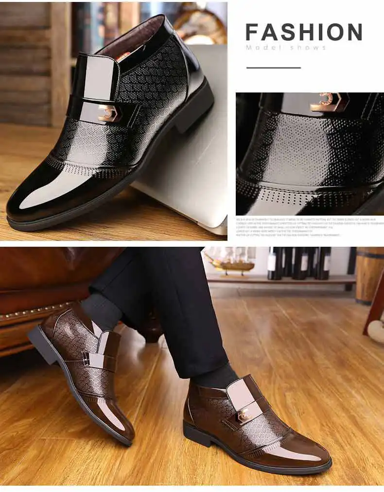 Деловые ботинки «Челси»; Мужские Зимние ботильоны; мужские кожаные зимние ботинки на молнии с искусственным мехом; Мужская зимняя модельная обувь; 896