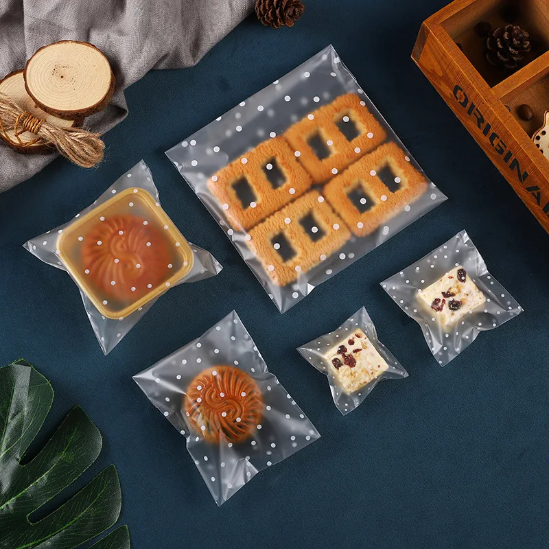 Plastic Food Storage Bags Transparent Dot Ziplock Fresh-Keeping Dustproof Reclosable Sachet Zip Candy Cookie Storage 100Pcs