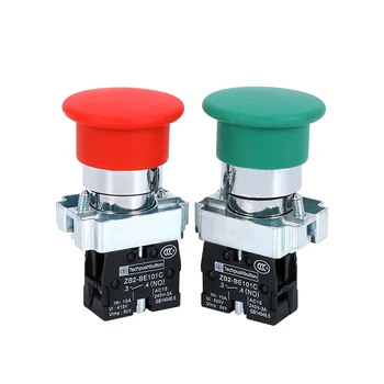 

10PCS Mushroom Head Since Reset Button Switch Xb2-bc31c Xb2-bc42c 1 Normally Open Contact