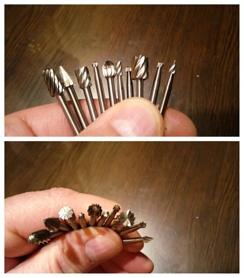 10pcs Titanium Dremel Routing Wood Rotary Milling Rotary File Cutter Woodworking Carving Knife Engraving Tool