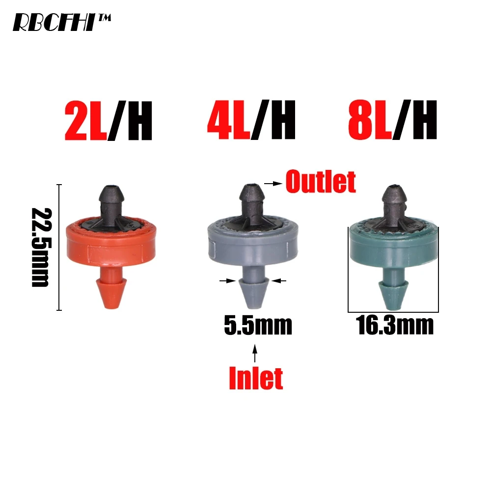 รูปสินค้า 50PCS 2L 4L 8L/H ความดันชดเชย Dropper Agricultura ชลประทาน Emitter สวนหยดสําหรับ 1/4 'ท่อ PE เรือนกระจกรดน้ํา