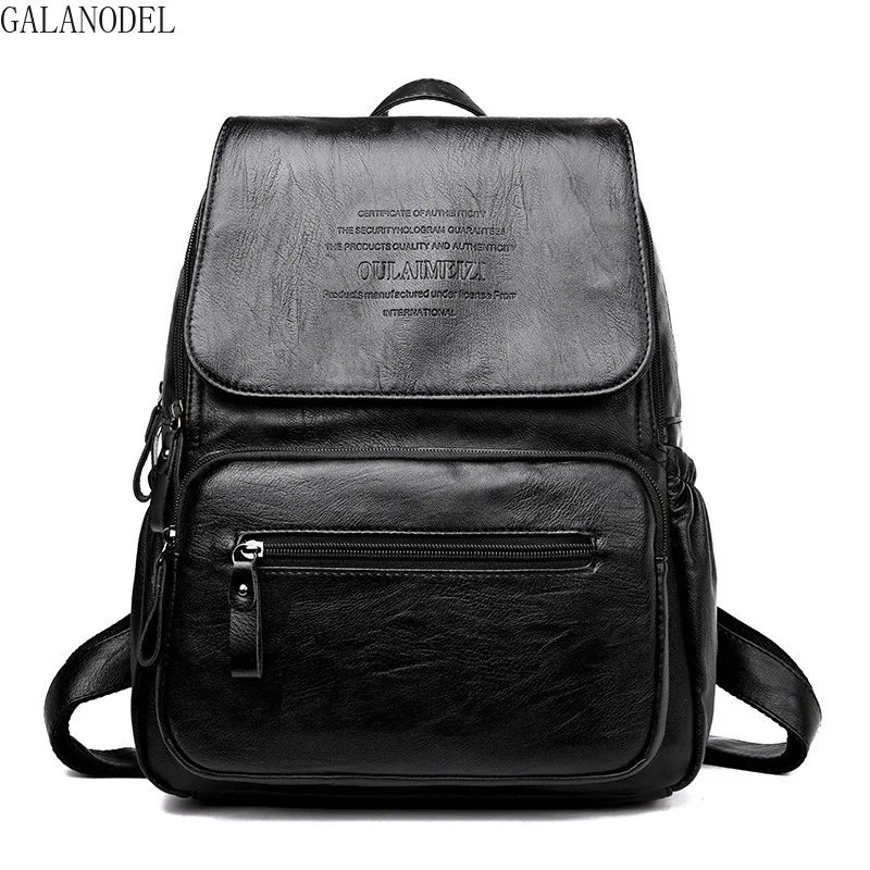 

2019 New Vintage Leather Backpack Female Shoulder Bag Rucksack Soft Large Capacity Women Backpack Genuine Leather Fashion Bag