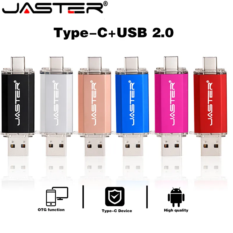 En venta JASTER-memoria USB TYPE-C para teléfono inteligente Android, memoria USB 2,0 de 4GB, 8GB, 16GB, 32GB, 64GB, TYPE-C de Metal qVwBrYVB