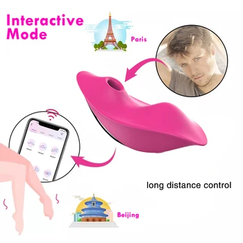 Bluetooth Butterfly Wearable Sucking Vibrator for Women Wireless APP Remote Control Vibrating Panties Dildo Sex toys for Couple 4