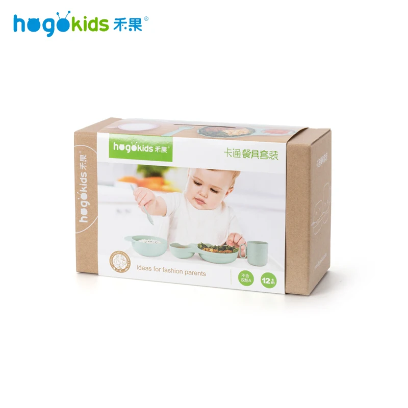 Hogokids, детская посуда, набор из 4 предметов, Детская обеденная тарелка, столовая утварь для кормления, набор для детей, детская миска, подарочная коробка