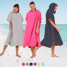 Serviette Poncho de plage ample à capuche, serviette de Surf avec capuche pour adultes femmes et hommes, Robe à langer de plage en microfibre pour combinaison de natation