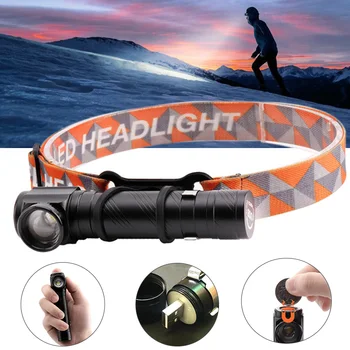 

1000LM T6 LED Headlamp 4 Modes USB Rechargeable Headlight Built-in 18650 Battery Flashlight Magnet Camping Hunting Head Torch