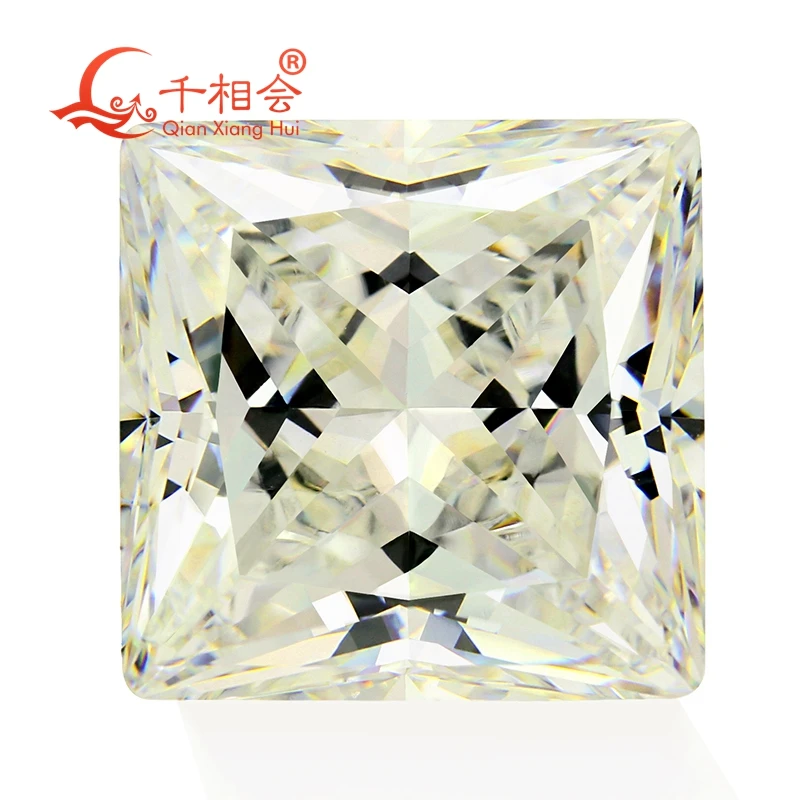 

IJ yellowish white color square shape princess cut for cubic zirconia loose CZ stone made by Qianxiang Hui for jewelry making