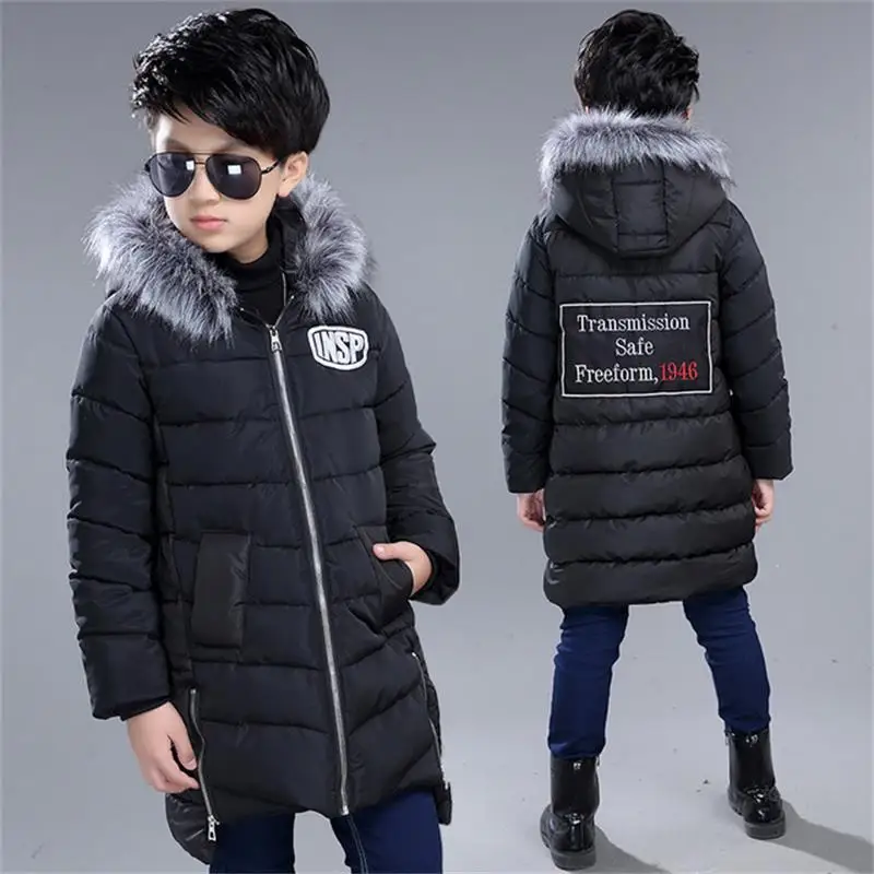 Зимние куртки для маленьких мальчиков детские пуховики От 5 до 15 лет Детские пальто с капюшоном Детская пуховая куртка зимняя верхняя одежда с меховым воротником