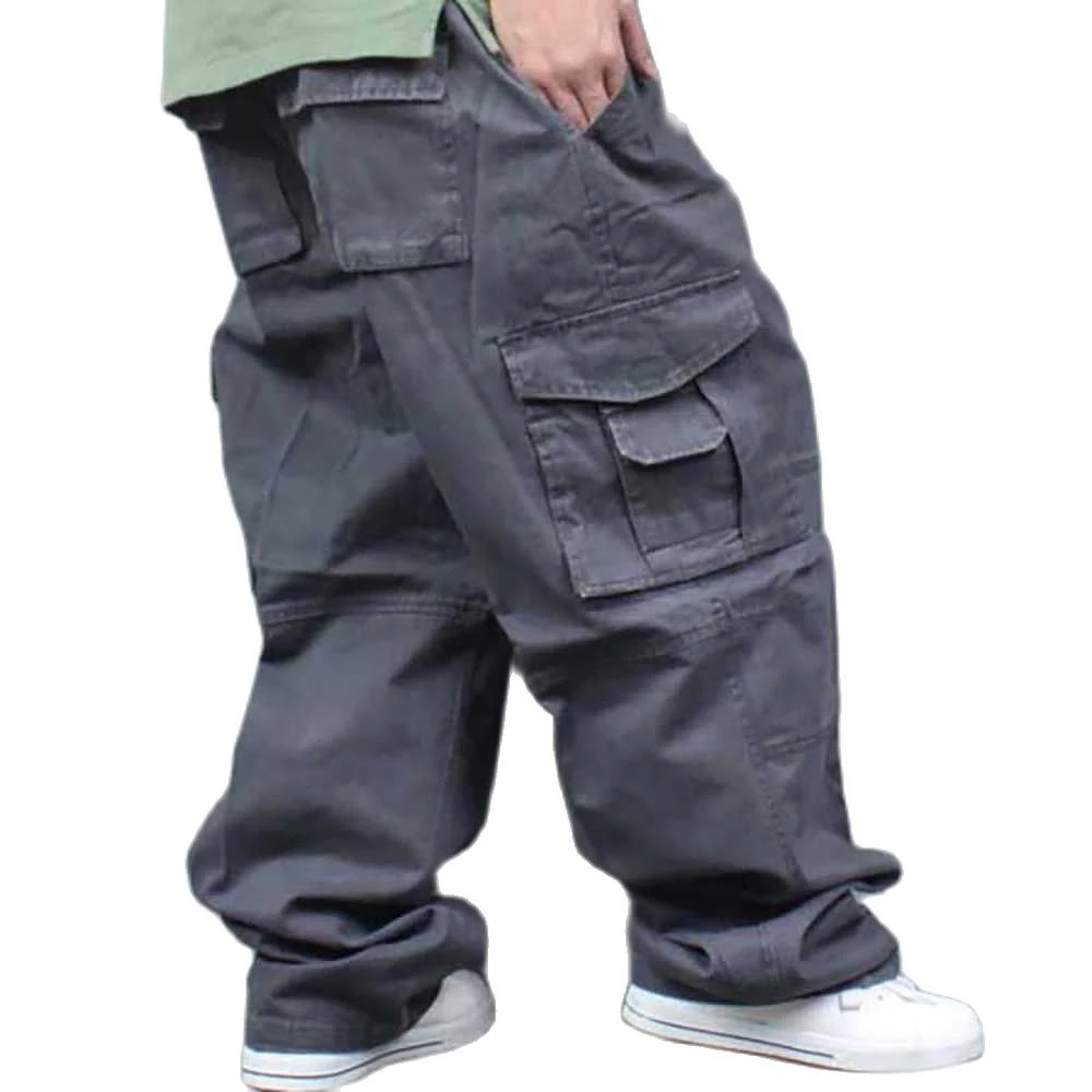 Wide Leg Hip Hop Pants Men Casual Cotton Harem Cargo Pants Loose Baggy ...