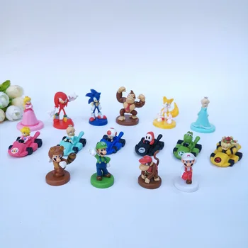 

8pcs no repeat 3-5cm Japanese cartoon super mario princess Karting car action figure doll kids PVC model toy