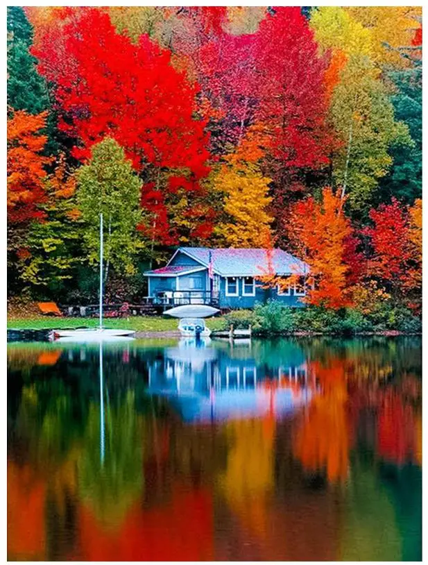Алмазная вышивка коттеджа пейзаж деревья алмазная живопись декор озера ремесла