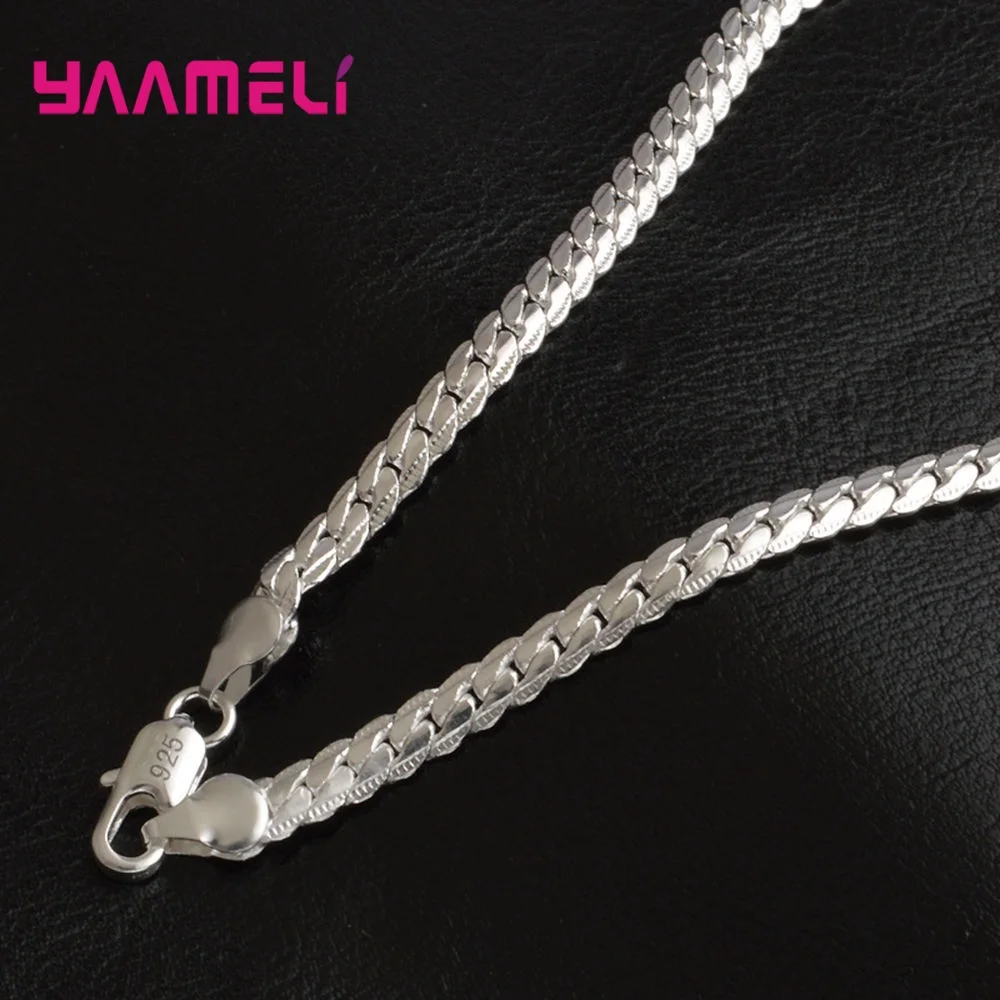 Good Quality Flat Smooth Real 925 Sterling Silver Snake Chain Necklace For Women Romantic I Love You Words Link Genuine Jewelry