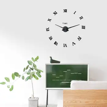 

Large Wall Clock Quartz 3D DIY Big Decorative Kitchen Clocks Acrylic Mirror Stickers Oversize Wall Clock Home Letter Home Decor