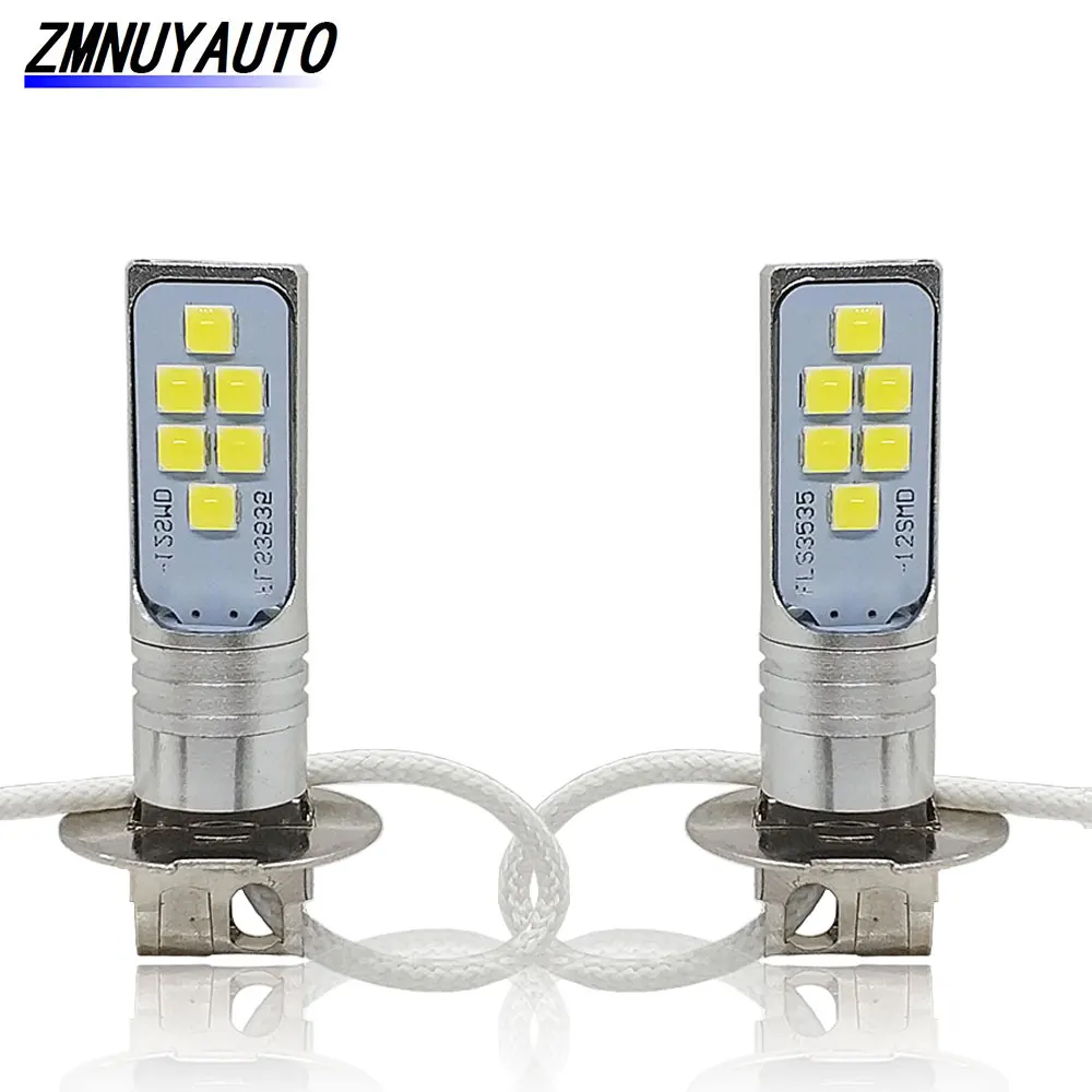 

2PCS H3 LED Bulb Auto Fog Light 12SMD 1400LM Car Driving Day Running Lights DRL Lamp Super Bright White 6000K 12V 24V