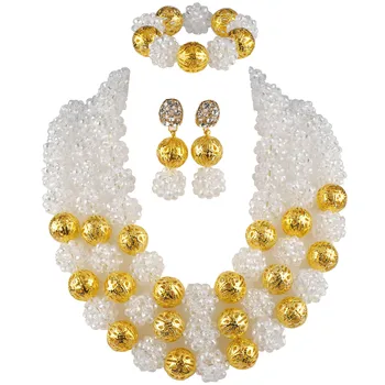 

Majalia Transparent Clear ab African Jewelry Set Nigerian Beads Wedding Jewelry Sets 3qq-39