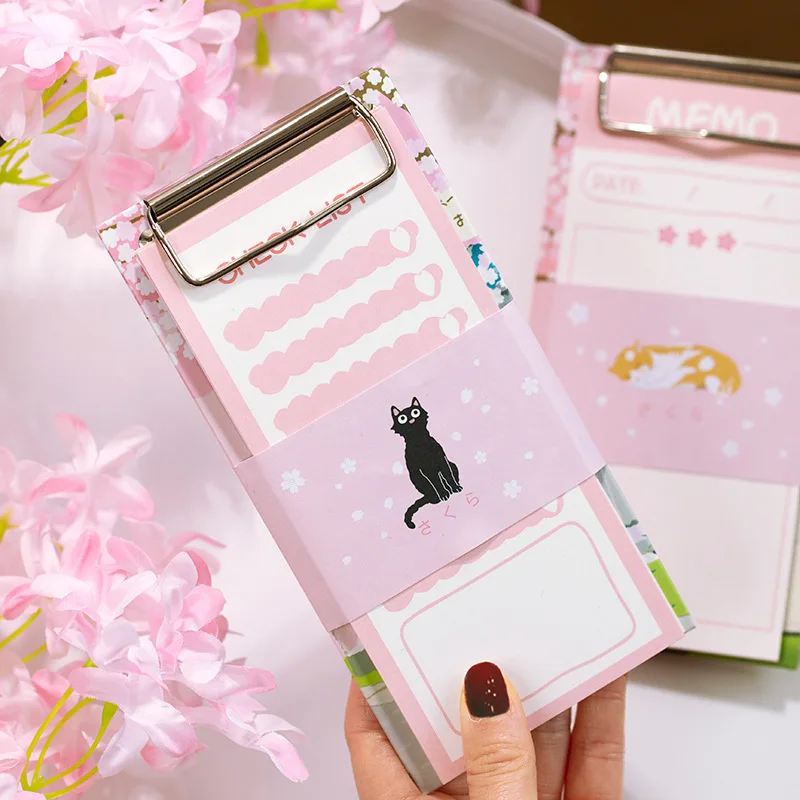 

Pink Sakura Memo Pad 30 Sheets 75mm*160mm Cute Paper Notes 4 Designs Mixed