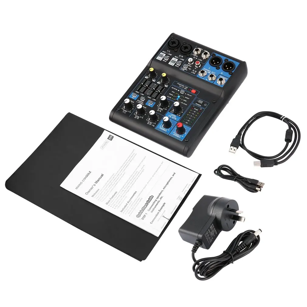 

DJ Mixer 4 Channel Professional Power Audio Mixing Amplifier USB Slot 16DSP +48V Phantom Power for Microphones AU Plug 220~240V