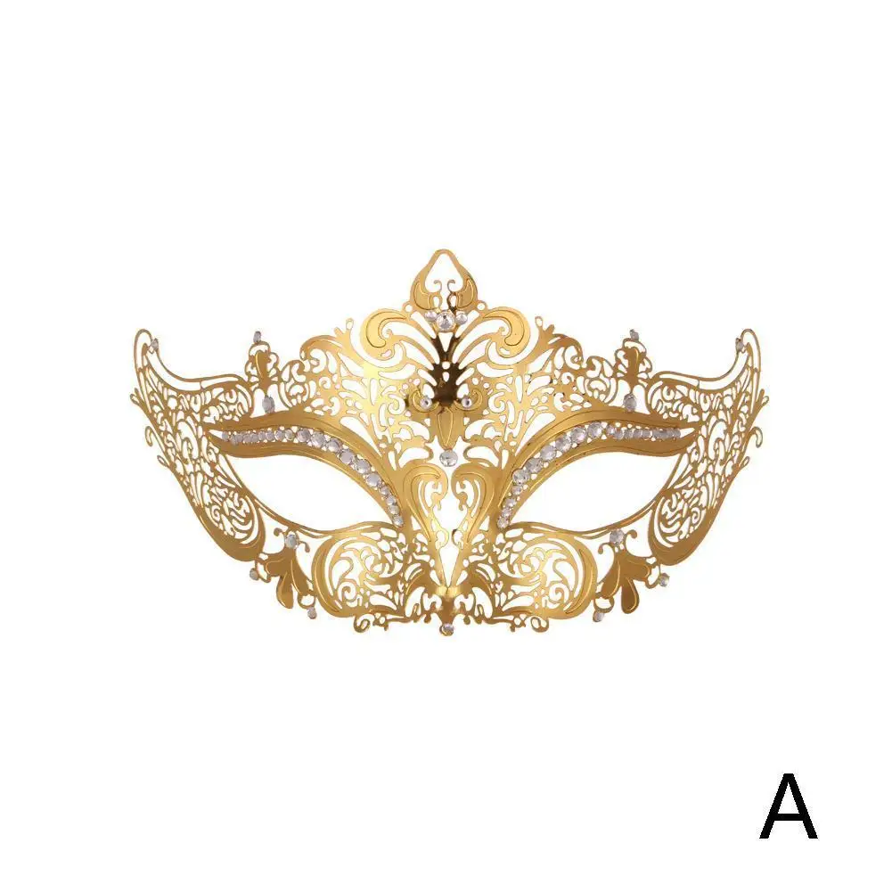 

Economical Rhinestone Gold Plated Hollow Masks Metal Club Masquerade Mask Filigree Mask 2Colors For Custume Party Diamond F4F1