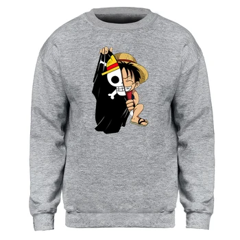 

ONE PIECE Anime Streetwears Monkey D. Luffy Crewneck Tracksuit Hoodies Straw Hat Grand Fleet Pullover Japanese Sweatshirt Hoodie