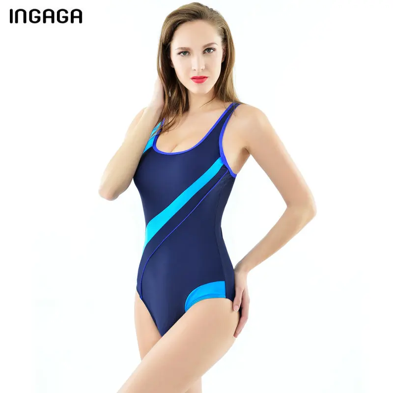 

INGAGA 2017 Swimming Suits Women One Piece Swimsuit Brand Training Swimwear Splice Sports Bodysuits Bathing Suits